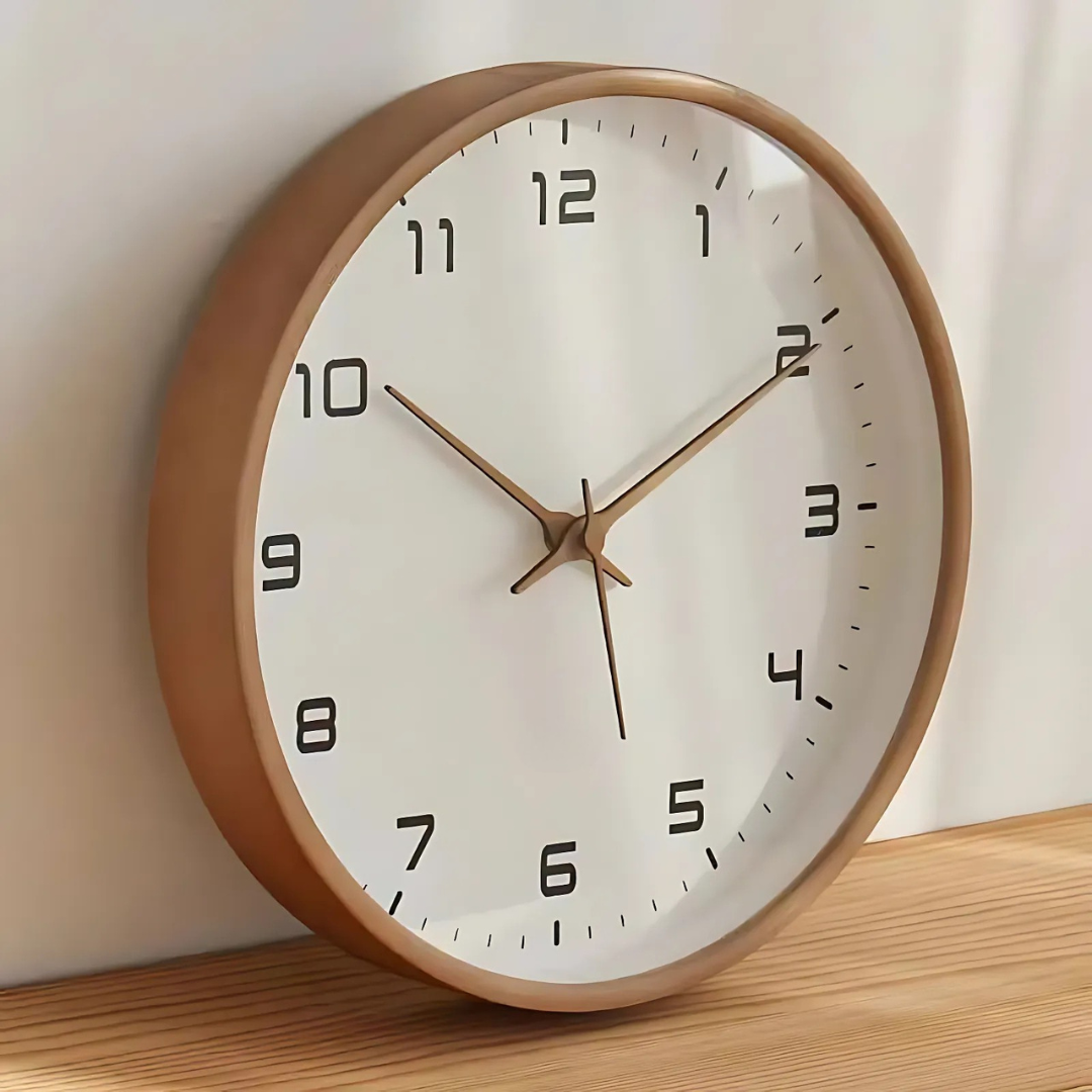 Wandklok Hout Geruisloos Quartzuurwerk Ø25/Ø30 cm Natuurlijke Houtlook Stil Mechanisme Woonkamer Slaapkamer | Sulvida