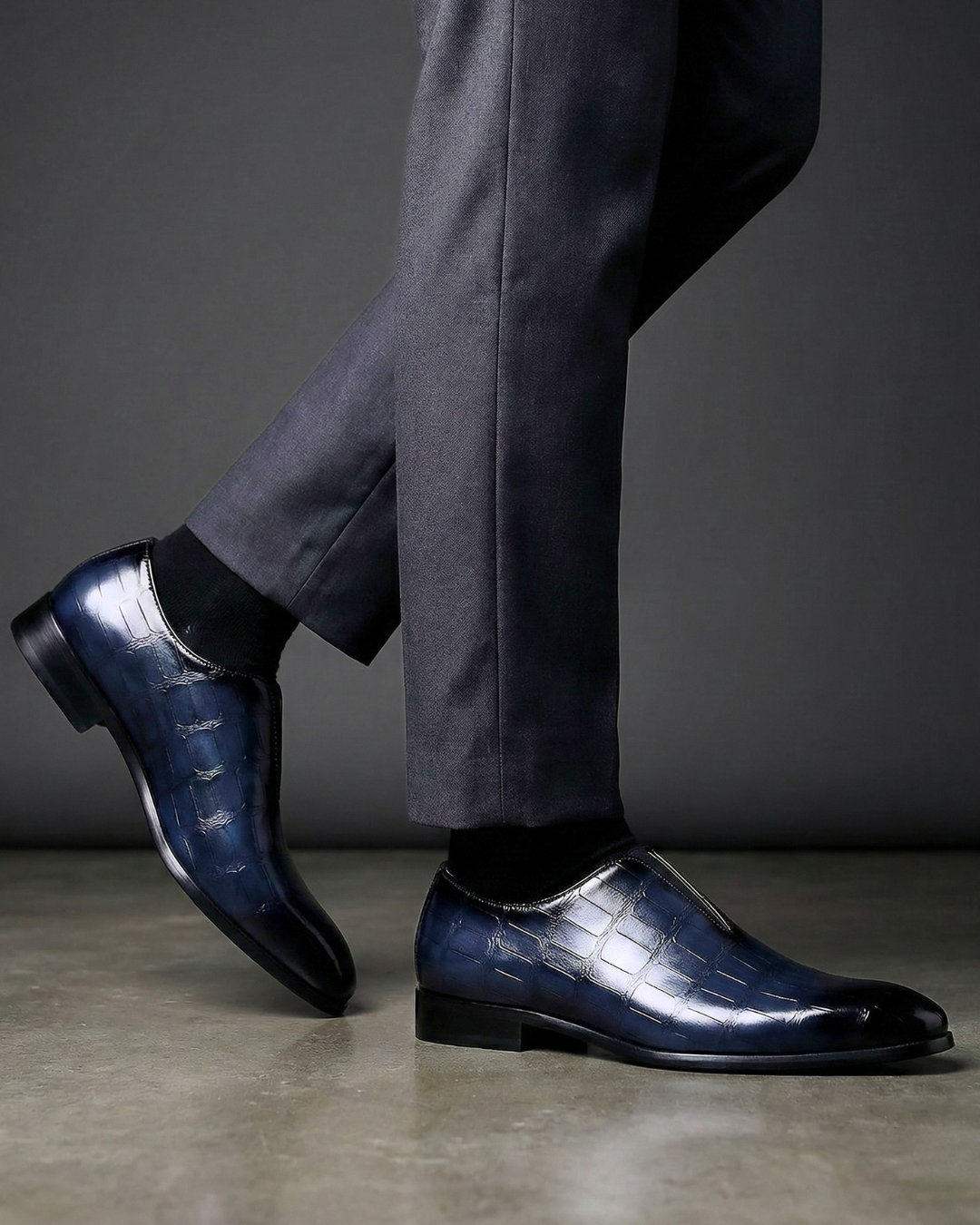 Leren Instapper Heren Crocoprint Gepolsterde Binnenzool Casual Zakelijk Klassieke Loafer Comfortschoenen | Sulvida