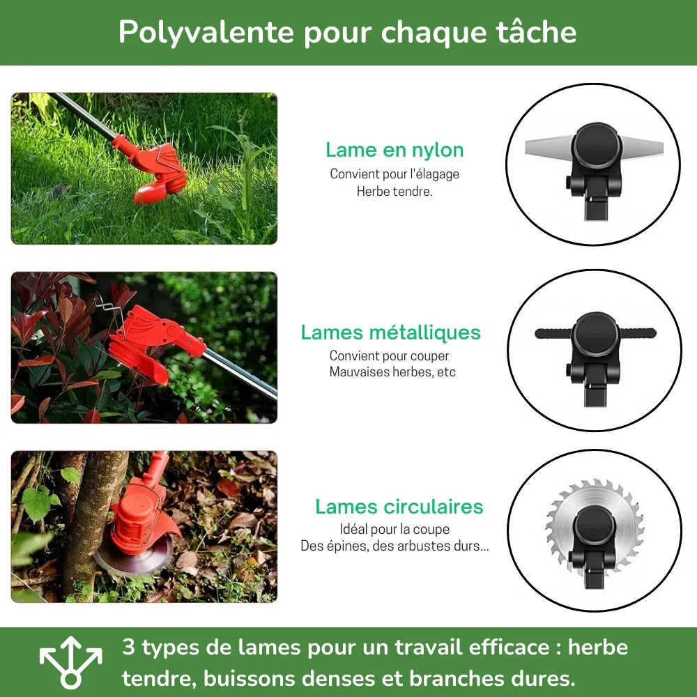 Draadloze Grastrimmer Accu Tuinonderhoud | Elektrische Bosmaaier voor Grote Tuin Onkruid Bewerken Gazon | Sulvida