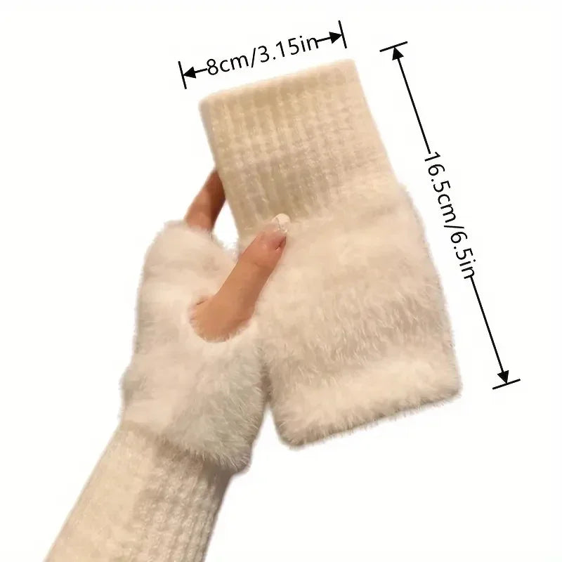 Pluche Vingerloze Handschoenen voor Dames – Warme Winterhandschoenen met Halve Vingers en Comfortabele Pasvorm | Sulvida