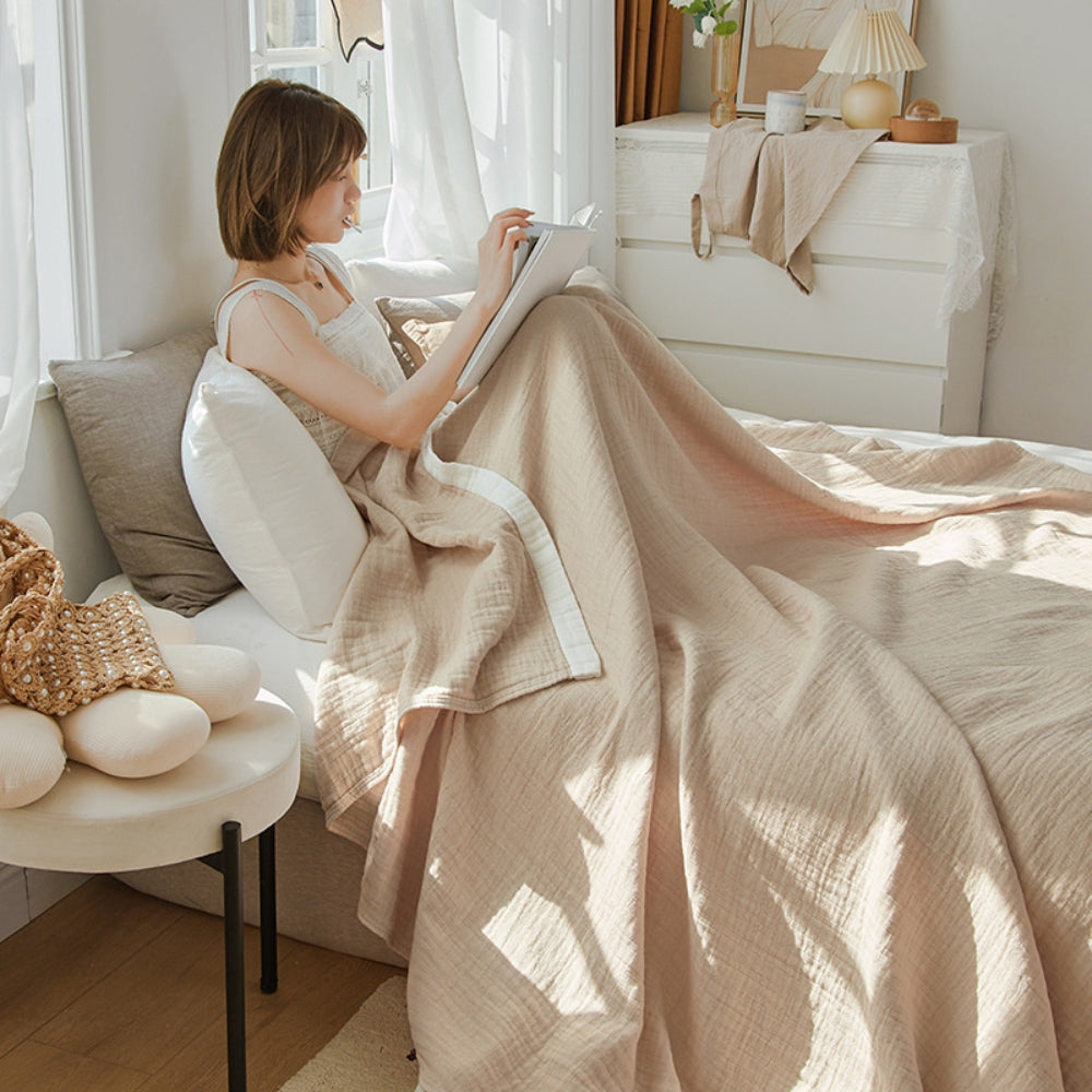 Zachte Moslindeken Zes Lagen Ademend Katoen Sprei Bank Bed Plaid Zomerdeken Dekbedovertrek Lichtgewicht | Sulvida