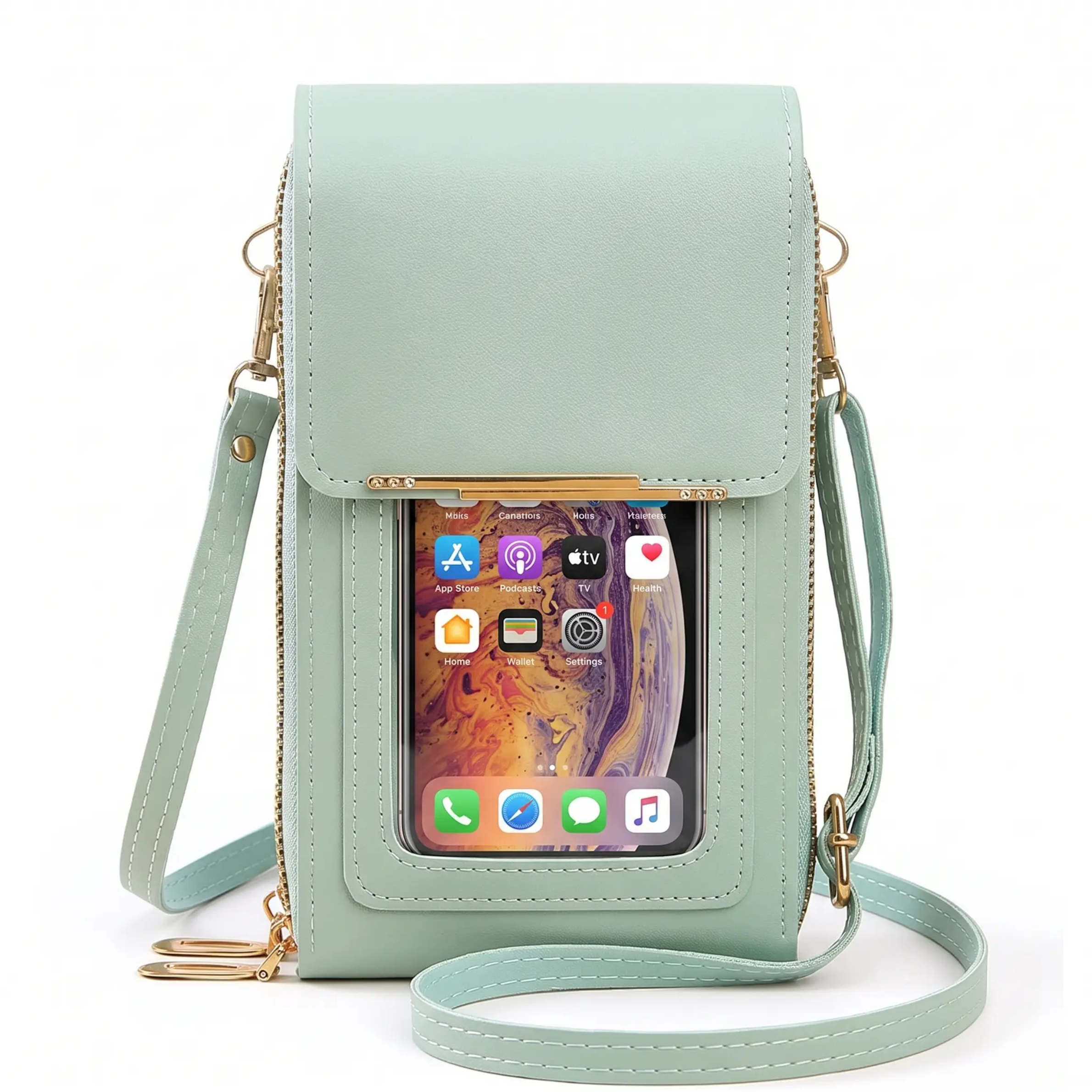 Crossbody Telefoontas met RFID-bescherming en Touchscreen Venster – Veilige Handsfree Portemonnee voor Smartphones tot 6,7 inch | Sulvida