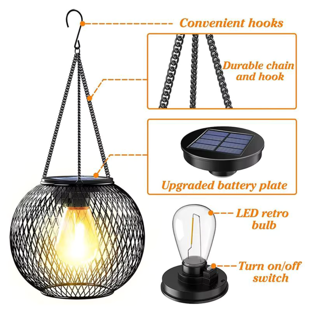 Decoratieve tuinlantaarn met zonne-energie en schemersensor voor sfeervolle terras en pad verlichting | Sulvida