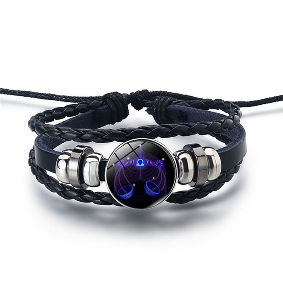 Verstelbare Leren Armband met Blauwe Steenprint Symbool Elegantie Dagelijks Gouden Slot Unisex Sieraad | Sulvida