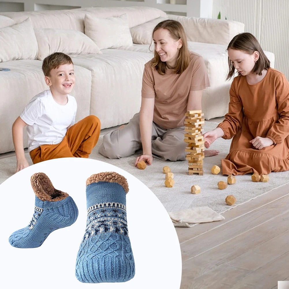 Gebreide Huissokken met Fleecevoering – Warme Antislip Slofsokken Comfortabel Pantoffelsokken voor Binnen | Sulvida