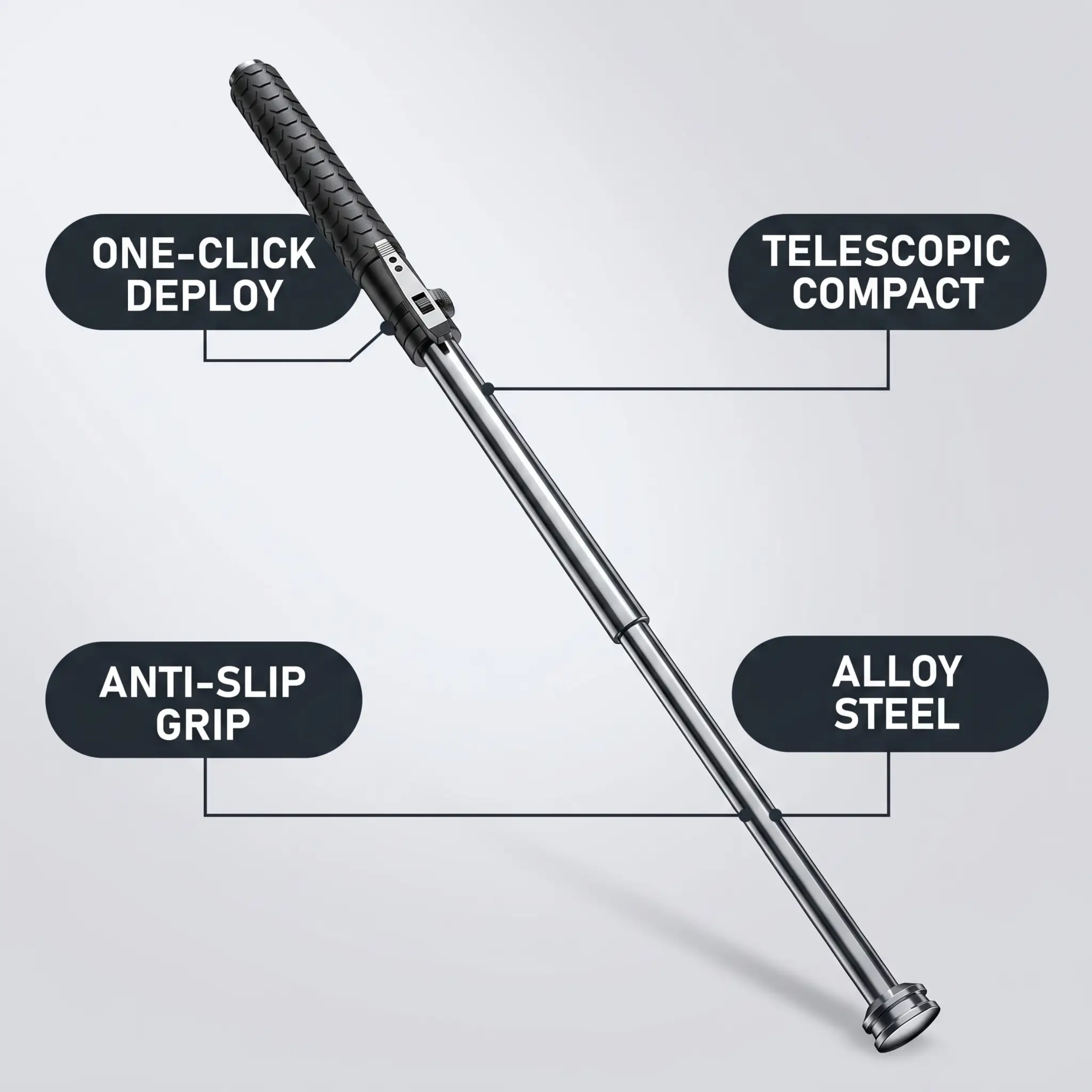 Telescopische Wandelstok met Eenknops-Ontplooiing en Antislip Handgreep | Sulvida