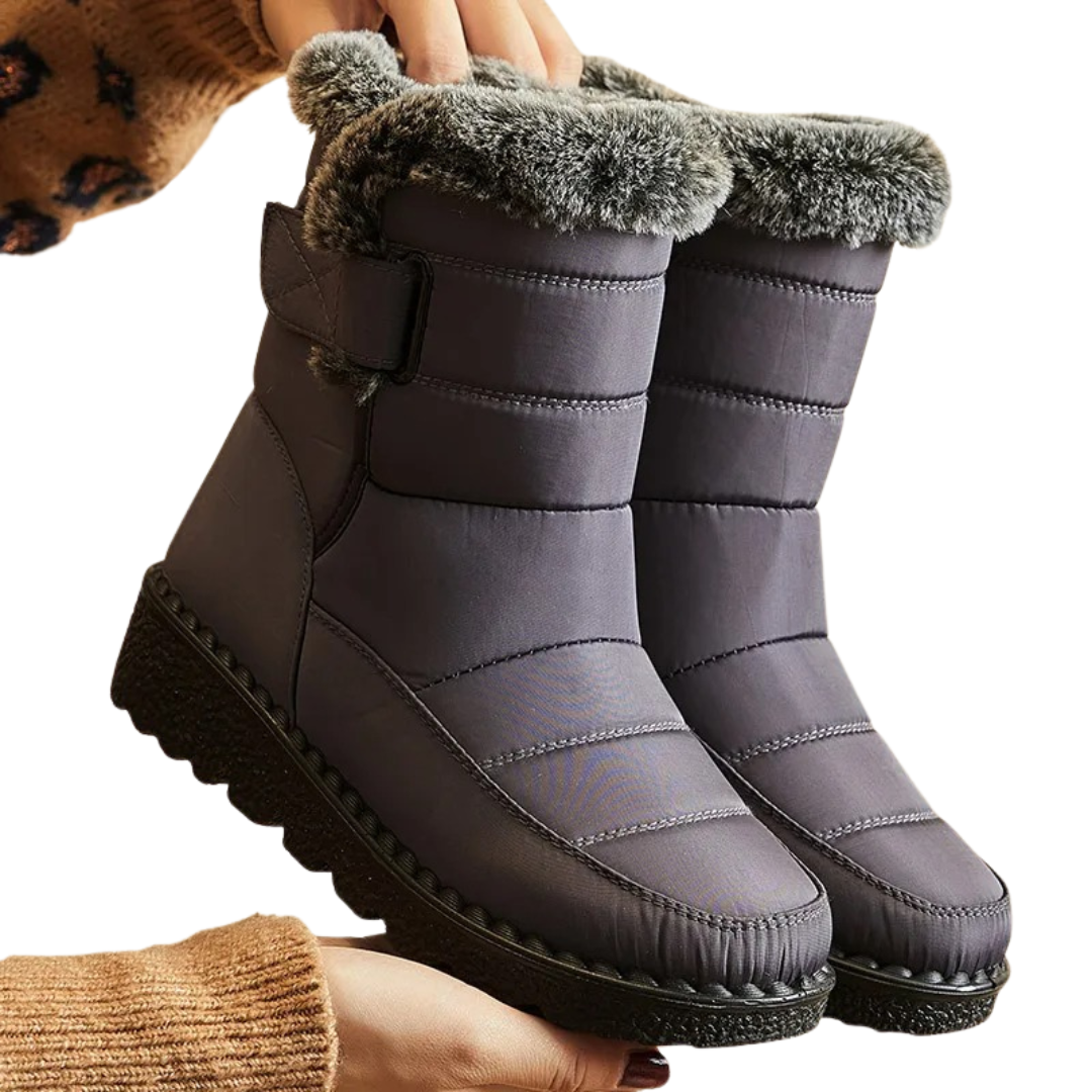 Gevoerde winterlaarzen dames waterdicht met keilhak klittenband antislip zool comfortabel warm schoeisel | Sulvida