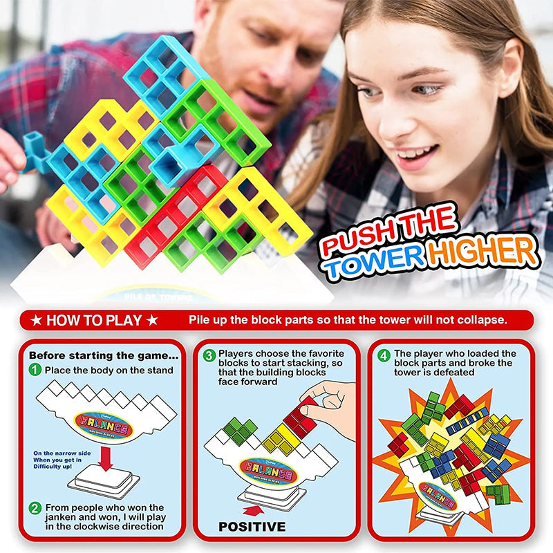 Kleurrijk Houten Stapelspel Tetris Balanceer Uitdaging Educatief Speelgoed Coördinatie Motoriek Spelplezier | Sulvida