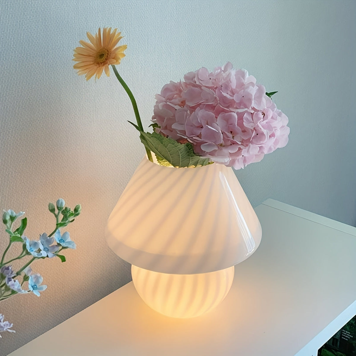 Glazen Paddenstoel Tafellamp USB Dimbaar Zwenkglas Sfeerlicht Nachtlampje Retro Art Deco Leeslamp Bedlampje | Sulvida