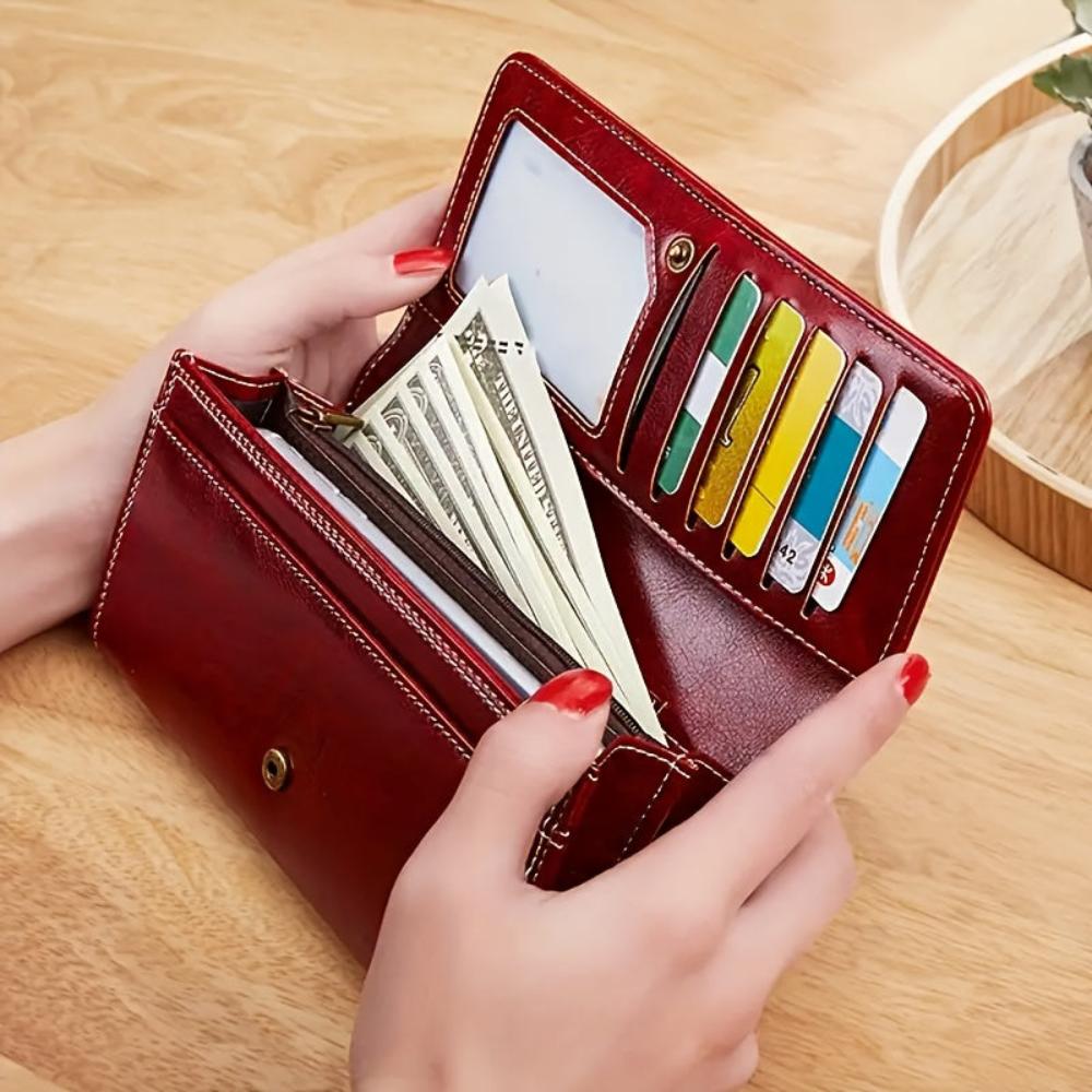 Compact Leren Dames Portemonnee Bifold Model met Kaartsleuven Pasjeshouder Munt & Briefgeldvak Dagelijks Gebruik | Sulvida