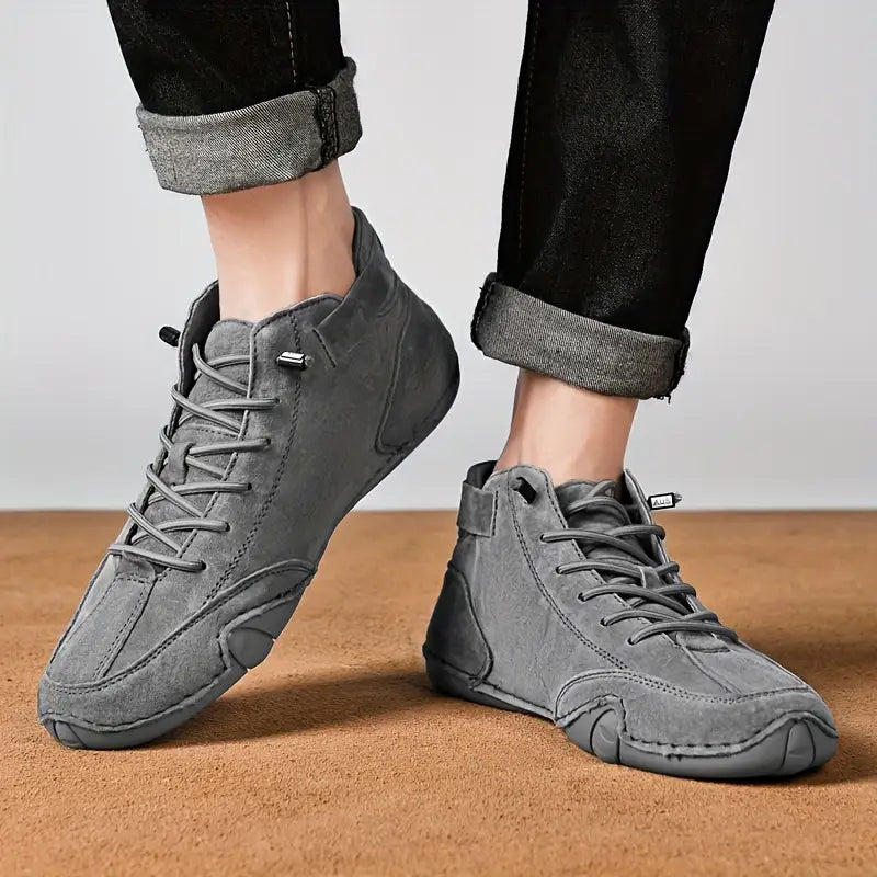 Waterdichte Herenschoenen Hoog met Elastische Sluiting Modern Stoer Ontwerp Leer Comfortabel Casual Dagelijks | Sulvida