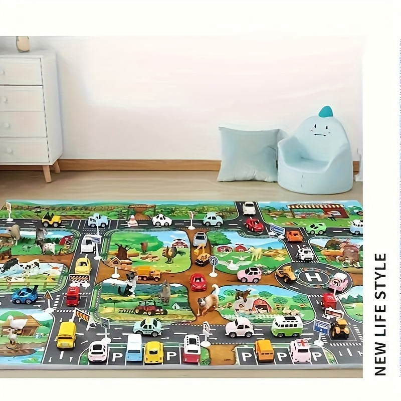 Interactief Speelkleed Boerderij en Verkeer Kinderen 100x130 cm Educatief Speelmat Fantasiespel Vloermat | Sulvida