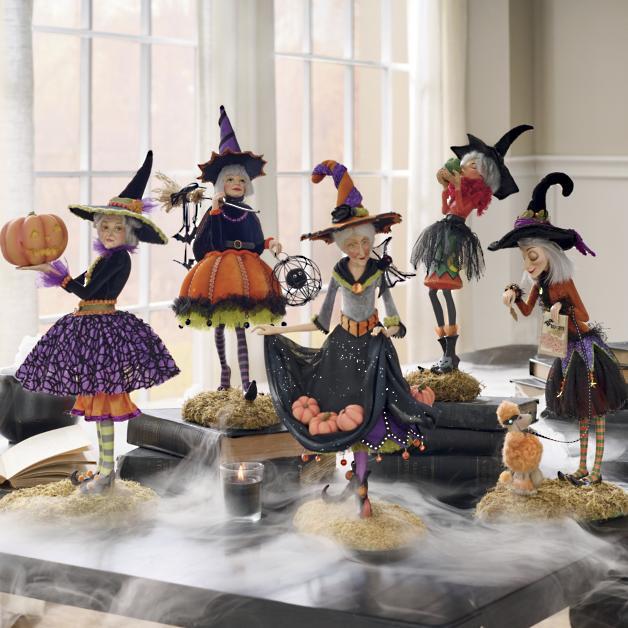 Halloween-Heksenfiguur Handgemaakt uit Hars Kleurrijke Decoratie voor Binnen en Buiten Seizoen 4 Karakters | Sulvida