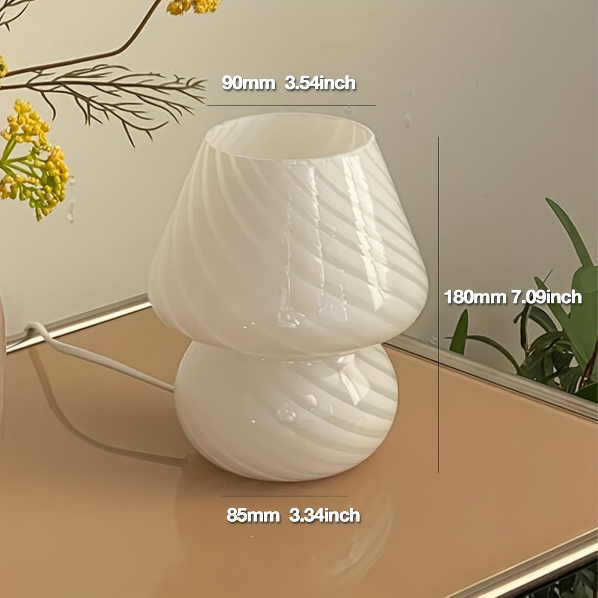 Glazen Paddenstoel Tafellamp USB Dimbaar Zwenkglas Sfeerlicht Nachtlampje Retro Art Deco Leeslamp Bedlampje | Sulvida