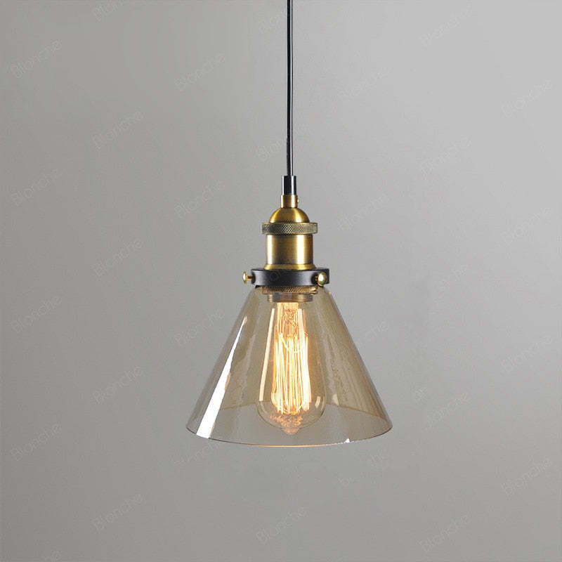 Industriële Glazen Hanglamp Metaal E27 Fitting Clear Amber Smoke Grey Verstelbaar Snoer Eetkamer Woonkamer | Sulvida