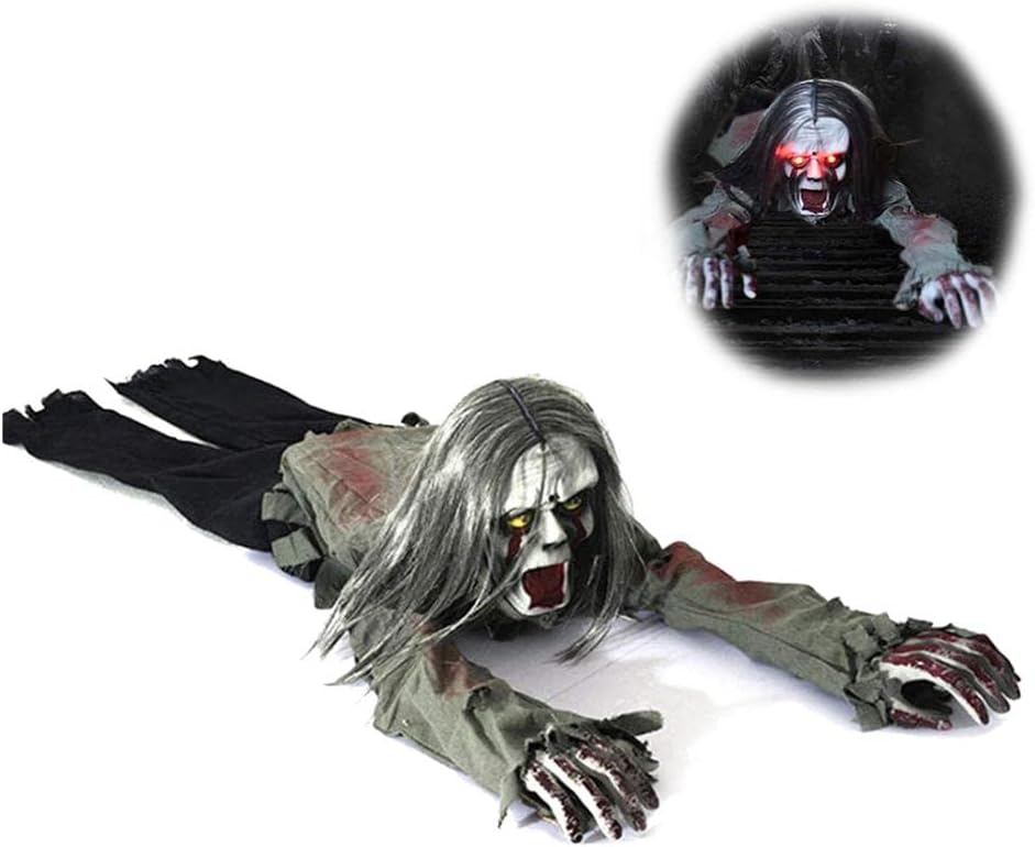 Bewegende Spookfiguur met Lichtgevende LED Ogen – Geluidsgeactiveerd Halloween Decoratiestuk voor Feest | Sulvida