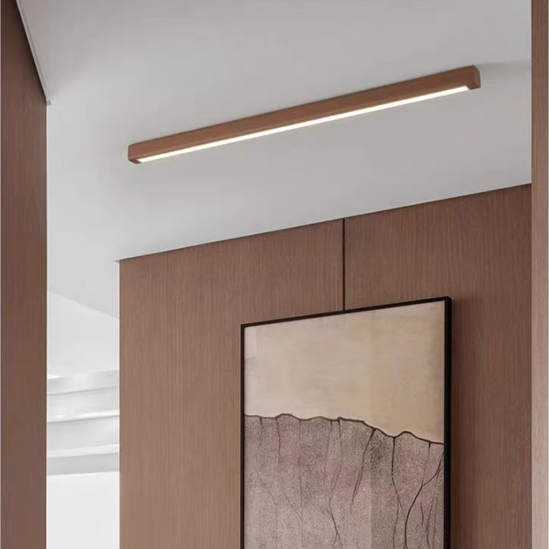 Lineaire plafondlamp hout acryl LED smal design voor woonkamer slaapkamer gang natuurlijke uitstraling | Sulvida
