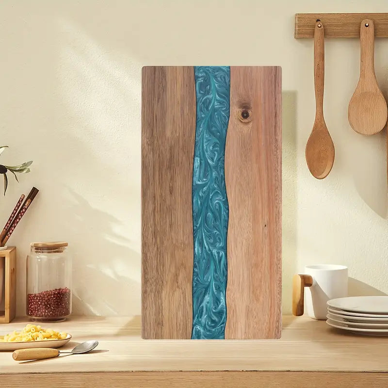 Houten Serveerplank met Harsrivier 46×23cm Acacia Snijplank voor Kaas Charcuterie en Brood Keukenblad | Sulvida