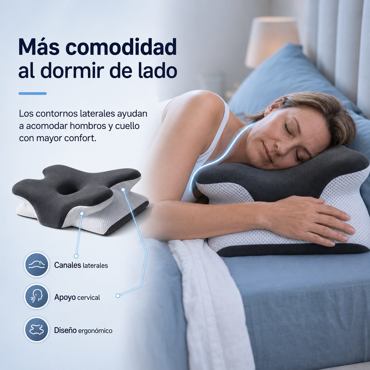 Verstelbaar Neksteunkussen Memory Foam Ergonomisch Hoofdkussen voor Optimaal Slaapcomfort en Nekondersteuning | Sulvida