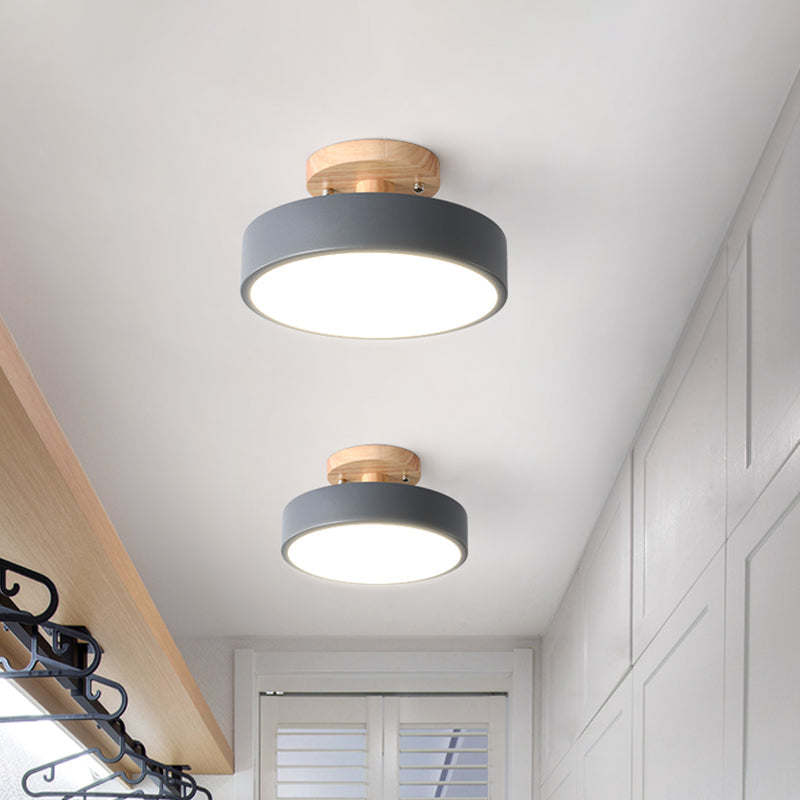 Metalen plafondlamp Scandinavische stijl LED verlichting houten rozet woonkamer slaapkamer gang modern | Sulvida