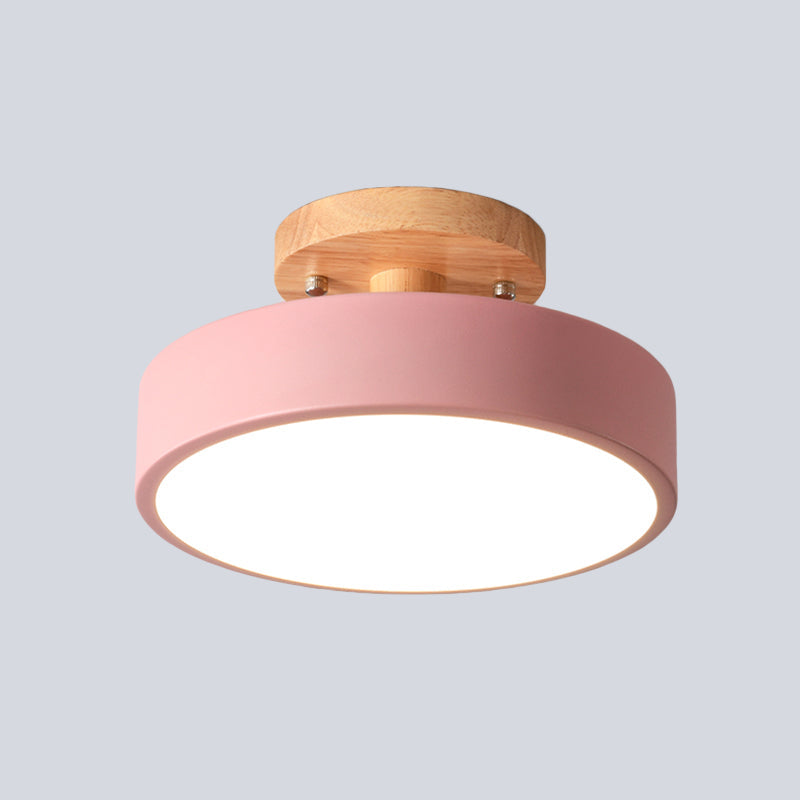 Metalen plafondlamp Scandinavische stijl LED verlichting houten rozet woonkamer slaapkamer gang modern | Sulvida