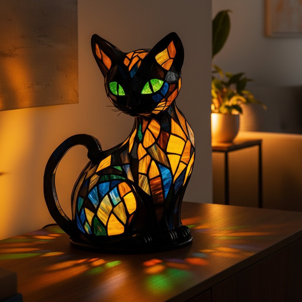 LED Nachtlampje Kat met Zacht Licht Sfeerverlichting Kinderkamer Bureaulamp Aanraakbediening Slaapkamer | Sulvida