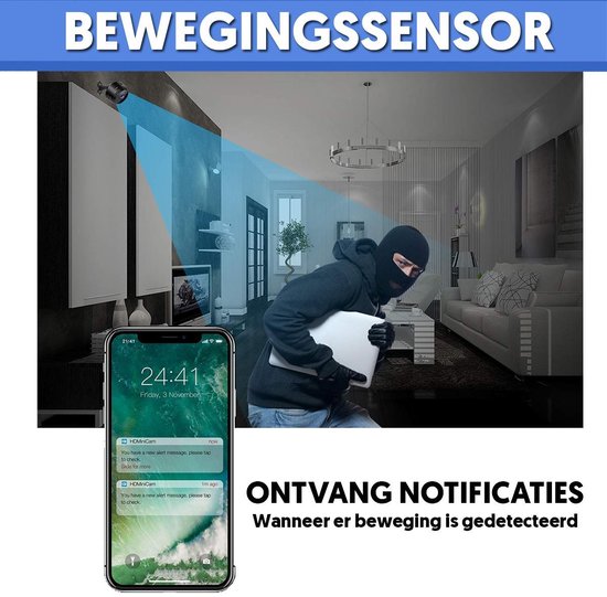 Draadloze Mini Beveiligingscamera HD 1080P WiFi 150° Kijkhoek Nachtzicht Compacte Bewakingscamera Binnen | Sulvida