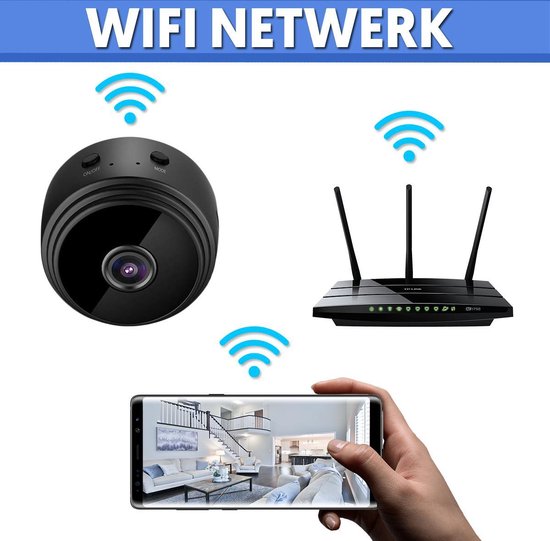 Draadloze Mini Beveiligingscamera HD 1080P WiFi 150° Kijkhoek Nachtzicht Compacte Bewakingscamera Binnen | Sulvida