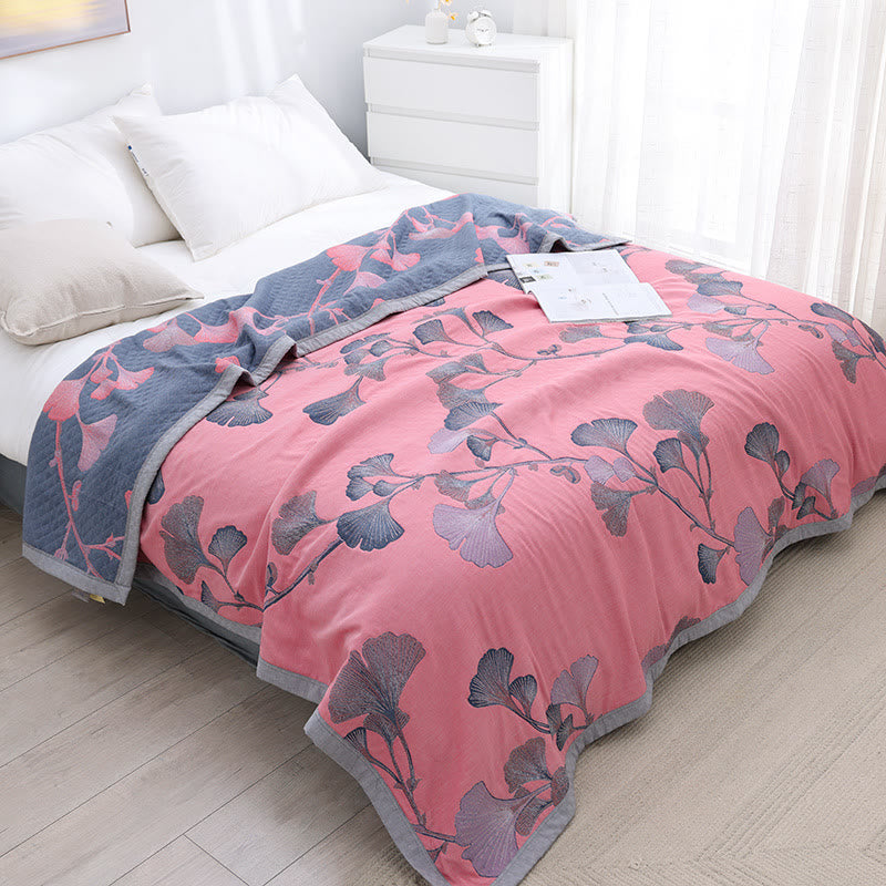 Omkeerbaar Dekbed met Ginkgo Bladmotief – Zomerdeken Katoen Gaas voor Tweepersoonsbed Queen King Bed Airconditioning Deken | Sulvida