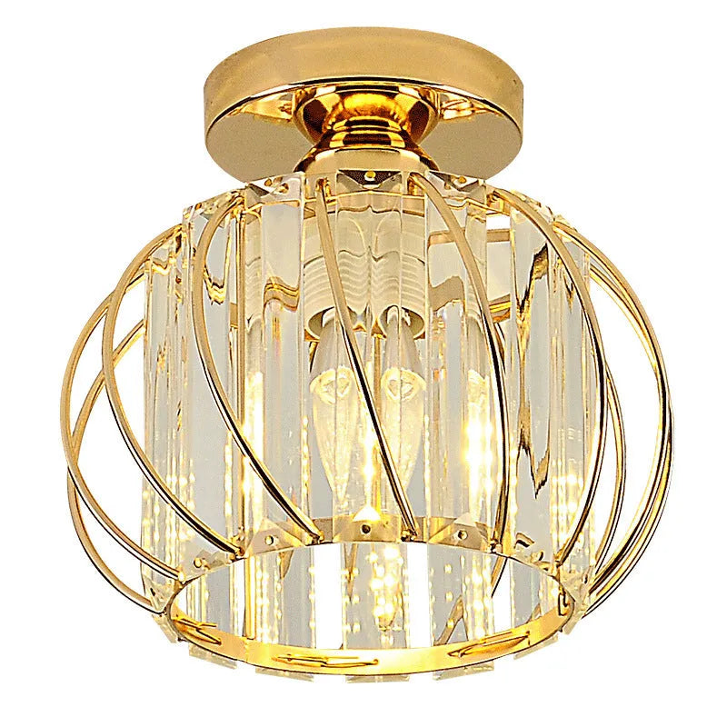 Kristallen Plafondlamp Metaal met E27 Fitting Goud Zwart Woonkamer Gang Eetkamer Luxe Moderne Verlichting | Sulvida