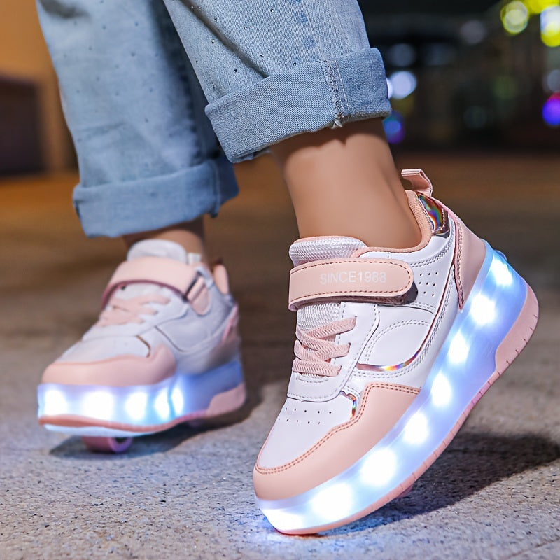 Kindersneakers met LED-Verlichting en Afneembare Wieltjes voor Bewegingsvrijheid en Actieve Spelende Kinderen | Sulvida