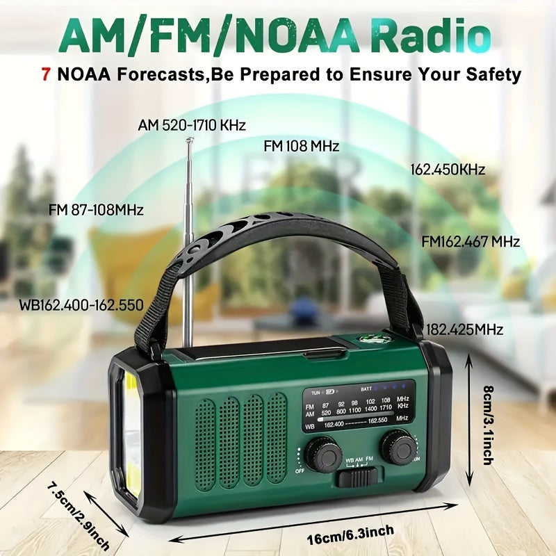 Multifunctionele Noodradio met Zonnepaneel Zaklamp en Telefoonoplader – Handslinger Weersradio voor Outdoor en Noodsituaties | Sulvida