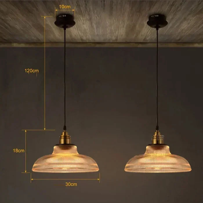 Glazen Hanglamp met Elegante Lichtuitstraling – Amber of Transparant Glazen Kap – Geschikt voor Eettafel en Woonkamer | Sulvida