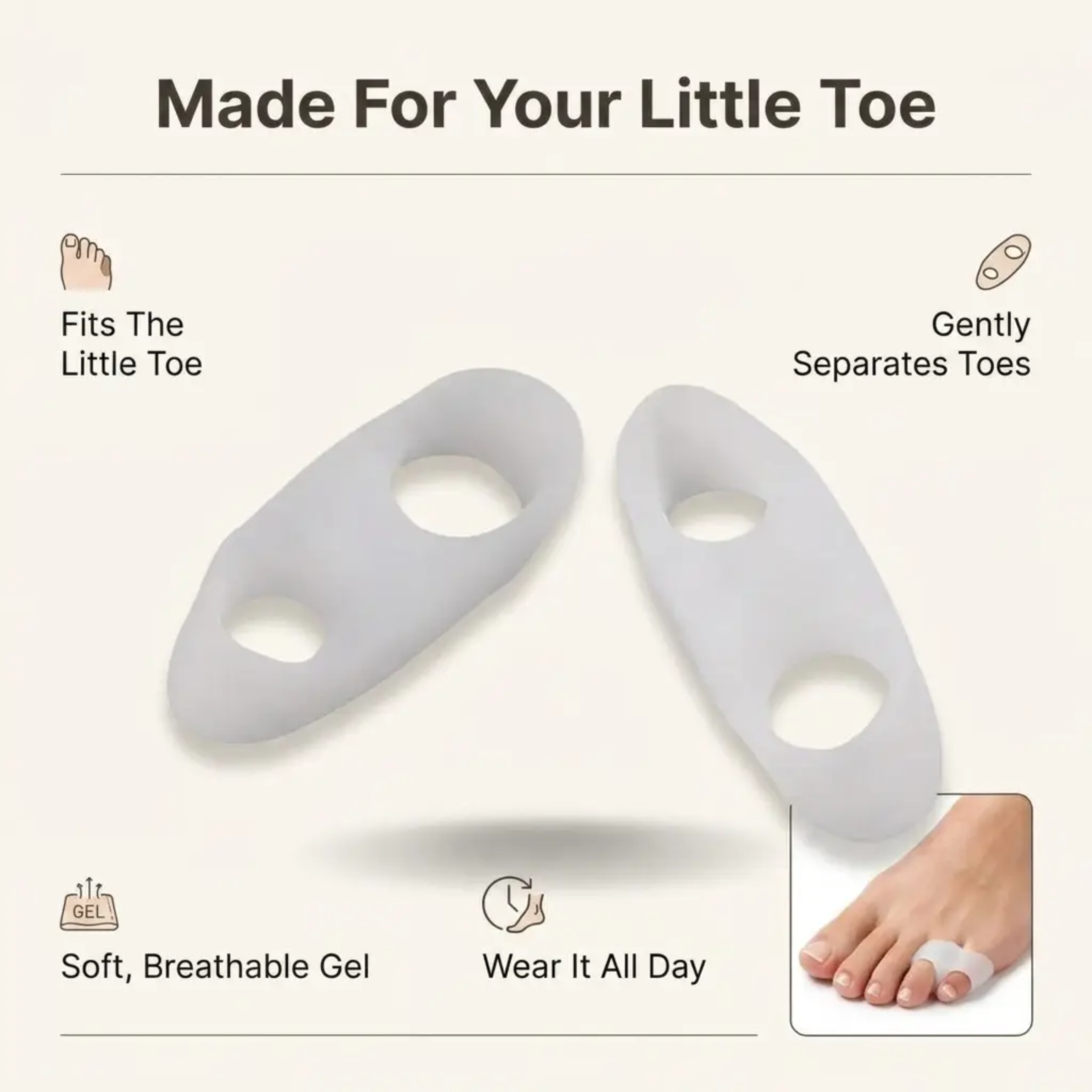 Orthopedische Teenspreiders voor Bunionette Correctie – Hallux Valgus Uitlijning – Little Toe Straightener – Hamertenen Preventie – Dagelijks Draagcomfort | Sulvida