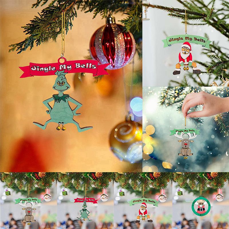 Humoristische Kerstboomhangers met Bellen Feestelijke Grappige Decoratie Kerstmis Kerstman Rendier Ornament | Sulvida