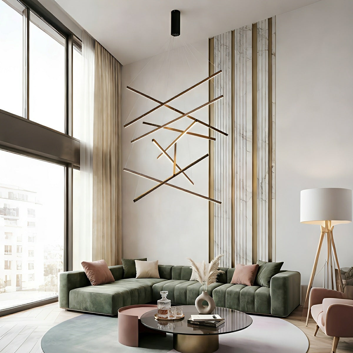 Geometrische Trapsgewijze Dimbare LED Hanglamp Zwart Modern Design met Afstandsbediening voor Woonkamer | Sulvida
