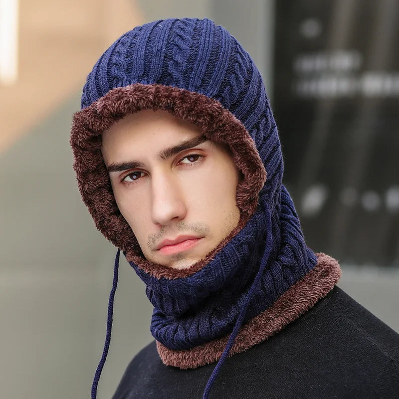 Gebreide Wintermuts met Sjaal – Balaclava Gezichtsbescherming Fleece Gevoerd – Unisex Oor- & Nekwarmer | Sulvida