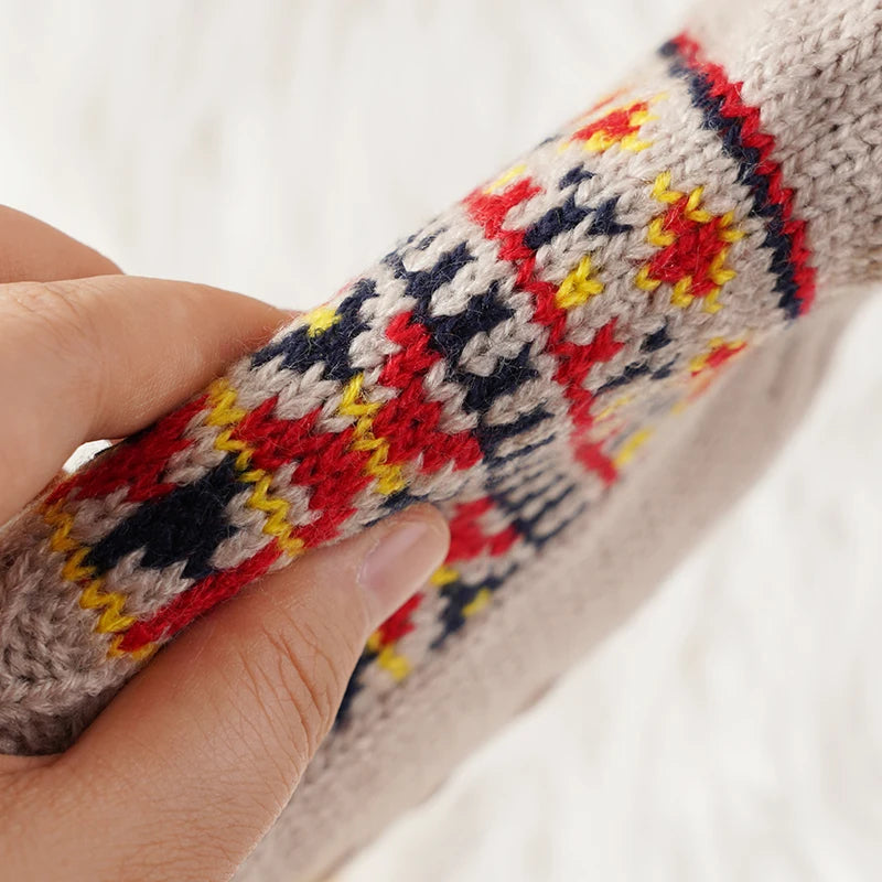 Warme Wintersokken met Sneeuwpatroon – Pluche Voering Antislip – Unisex Huissokken Dik Gevoerd Behaaglijk | Sulvida