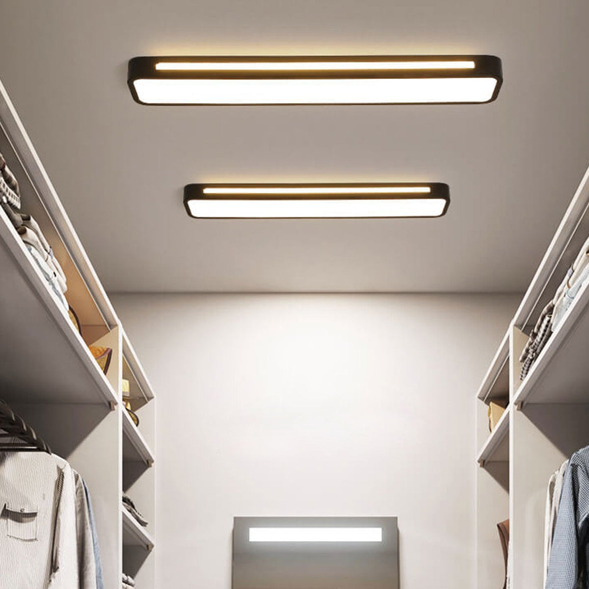 Langwerpige LED-plafondlamp voor hal en woonkamer minimalistische stijl zwart wit moderne verlichting | Sulvida