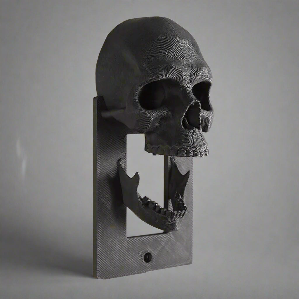Schakelaar Afdekplaat Schedel 3D Zwart Gothic Wandschakelaar Cover Mysterieus Interieur Decoratief Design | Sulvida