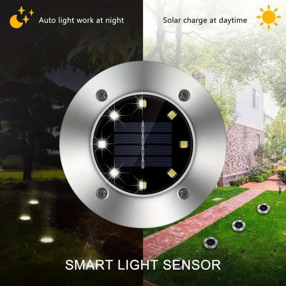 Grondspots op Zonne-Energie – LED Padverlichting voor Tuin Oprit Terras Automatisch – 8 LEDs Waterdicht IP65 | Sulvida