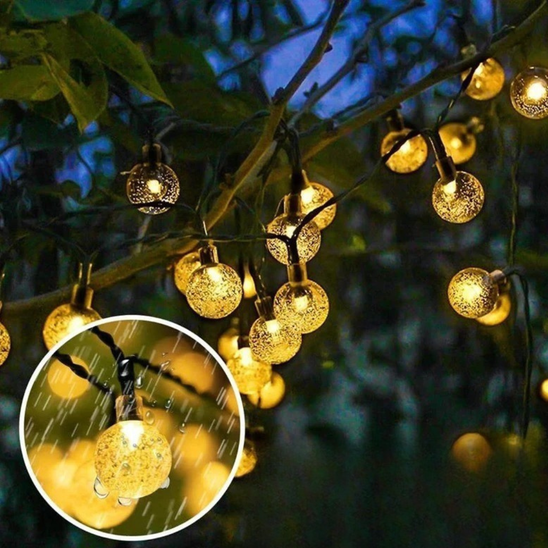 Solar Tuinverlichting Kristalballen 7m 50 LED's Waterdicht IP65 Warm Wit Sfeerlicht Voor Tuin Terras Balkon | Sulvida