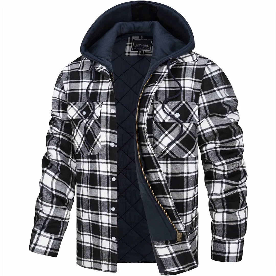 Gewatteerd Houtakkershemd met Afneembare Capuchon Ruitpatroon Warme Outdoor Jas voor Heren en Dames Winter | Sulvida
