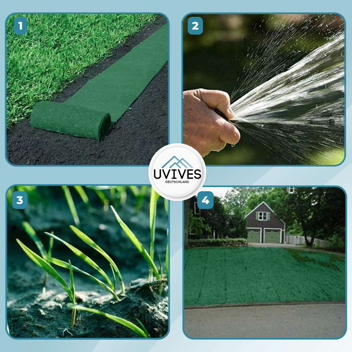 Natte à gazon biologique pour une pelouse verte instantanée 300x20cm, à germination autonome, sans creuser, installation rapide au jardin | Sulvida