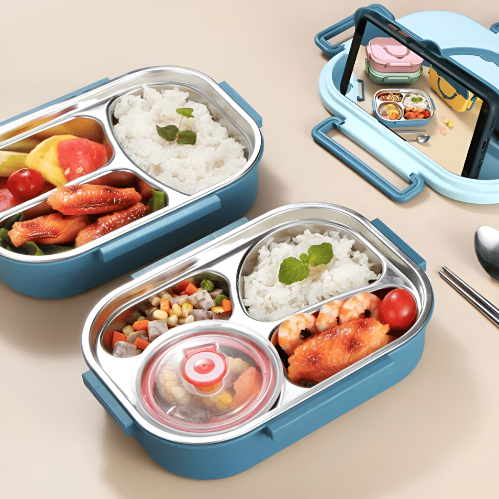 Roestvrijstalen Lunchbox met Vakken Lekvrij Warm en Koud Thermische Voedselcontainer voor Werk en School | Sulvida