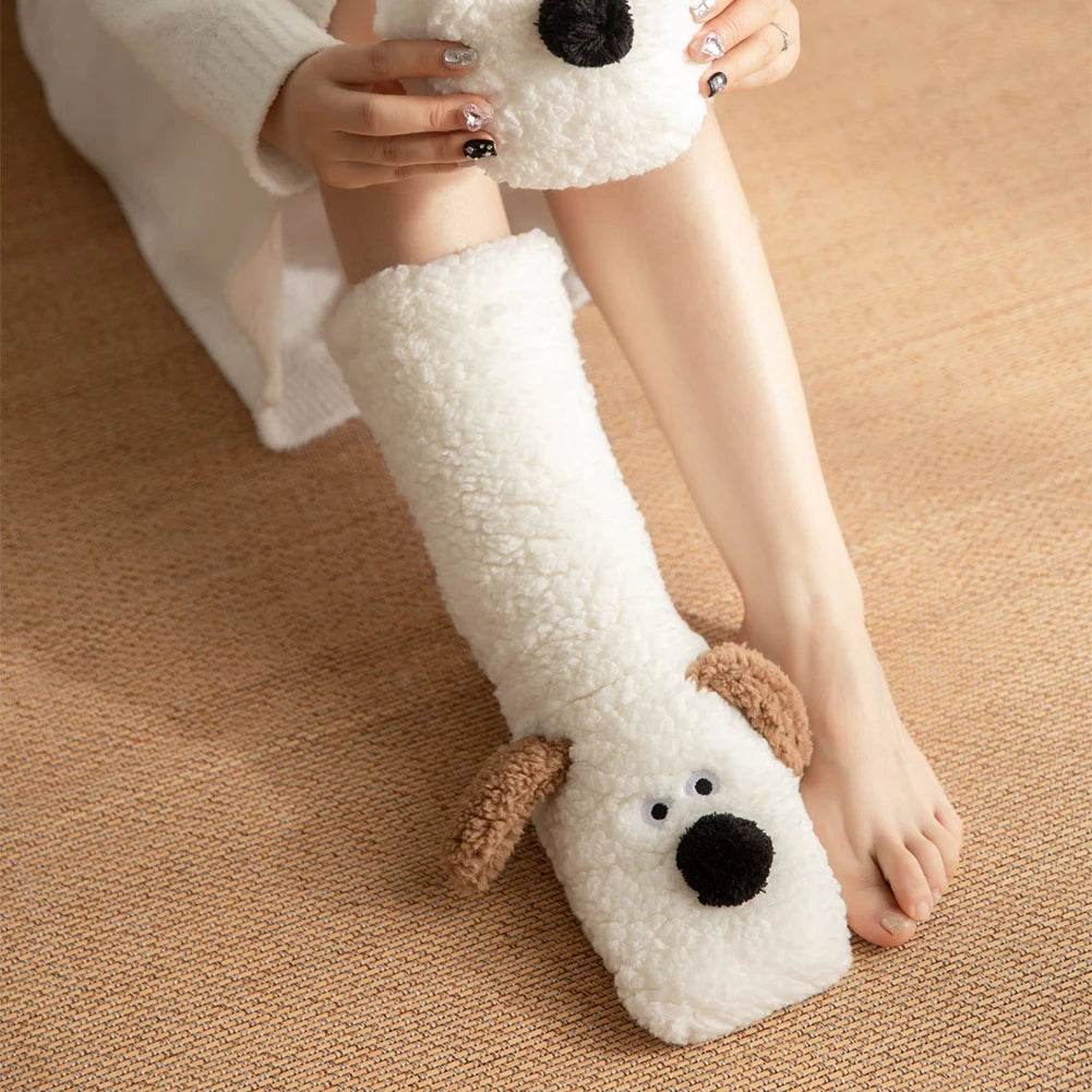 Pluche Fuzzy Sokken met Hondenmotief – Warme Wintersokken met Zachte Fleece voor Ultiem Comfort en Gezelligheid | Sulvida