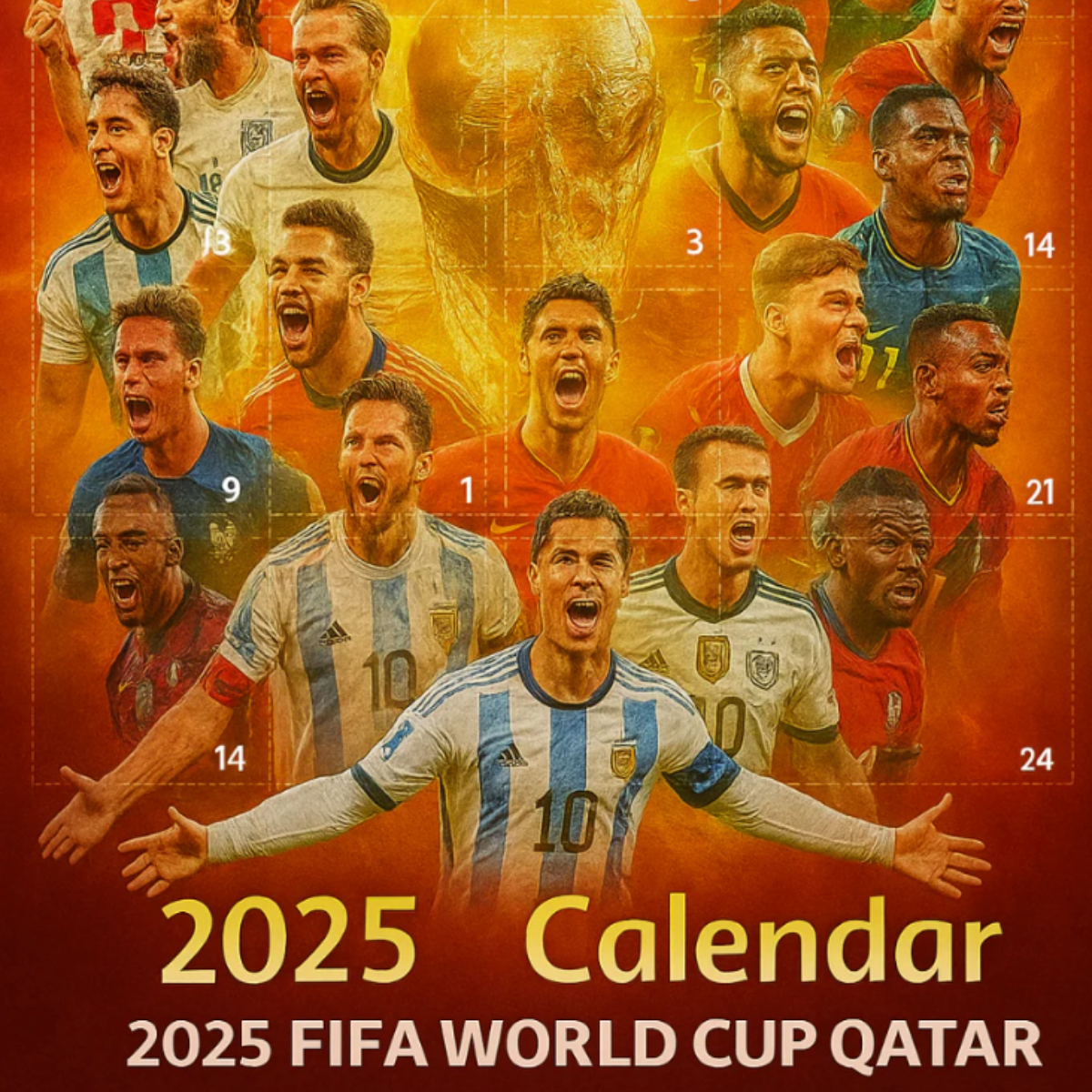 Voetbalkalender met 24 Verrassingen voor December Feestdagen Kinderen Voetbalfans Speelgoed Adventsperiode | Sulvida