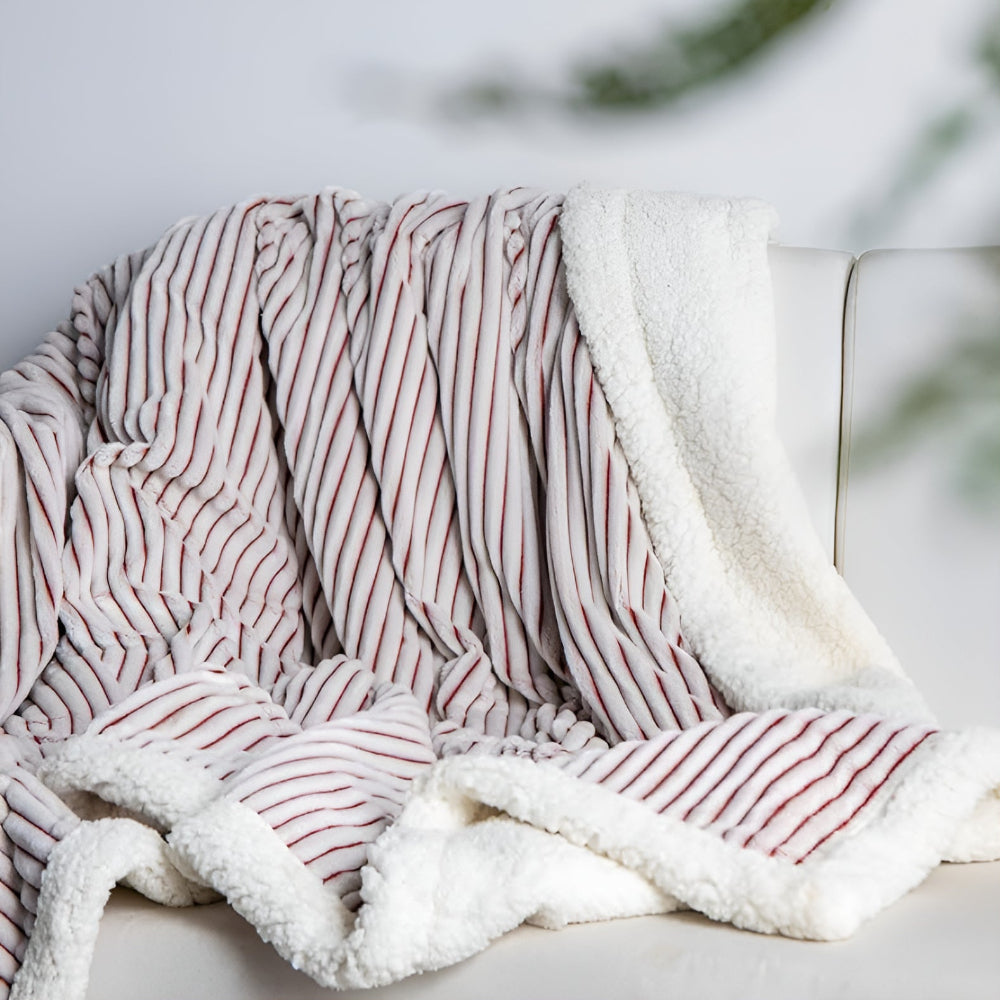 Dubbelzijdige Sherpa Plaid Gestreept met Fleece – Zacht Warm Dekbed voor Bank Bed Sofa Woonkamer en Lounge | Sulvida