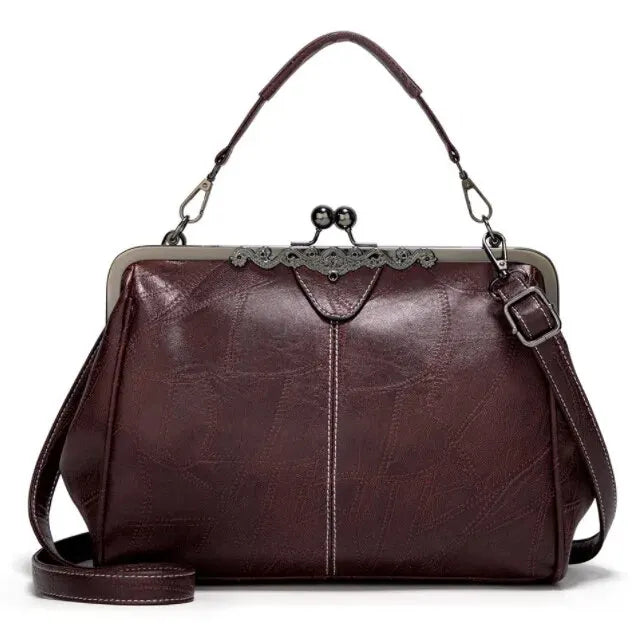 Vintage Handtas met Kliksluiting Retro Schoudertas Elegante Damestas Handgemaakt Stijlvol Accessoire | Sulvida