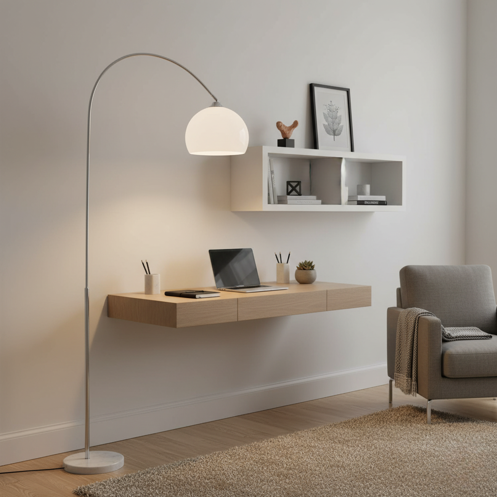 Staande Boogvormige Vloerlamp 180cm Metaal Marmer Koepelkap E27 Warm Licht Woonkamer Leeshoek Sfeervol | Sulvida